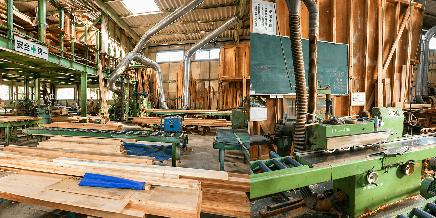 自社工場で加工された木材