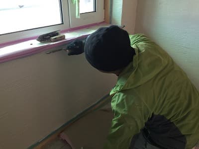 左官屋さんの漆喰塗