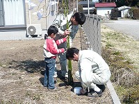 竹を敷地の隅に立ててます